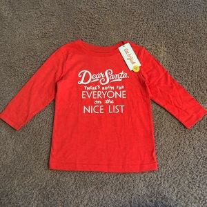 Cat & Jack 2T Santa Shirt, New With Tags